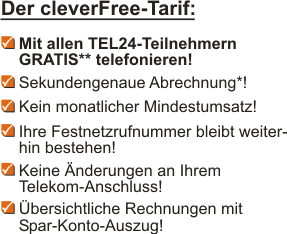 Mit TEL24-Kunden gratis telefonieren
