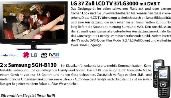 Bundle 37 Zoll LCD HD Fernseher + 2 x Samsung SGH B130